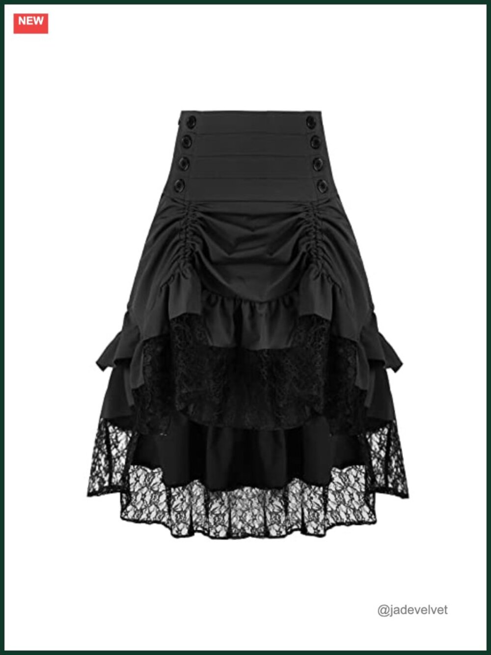Steampunk Gothic Pirate Skirt High-Low Ruffled Midi